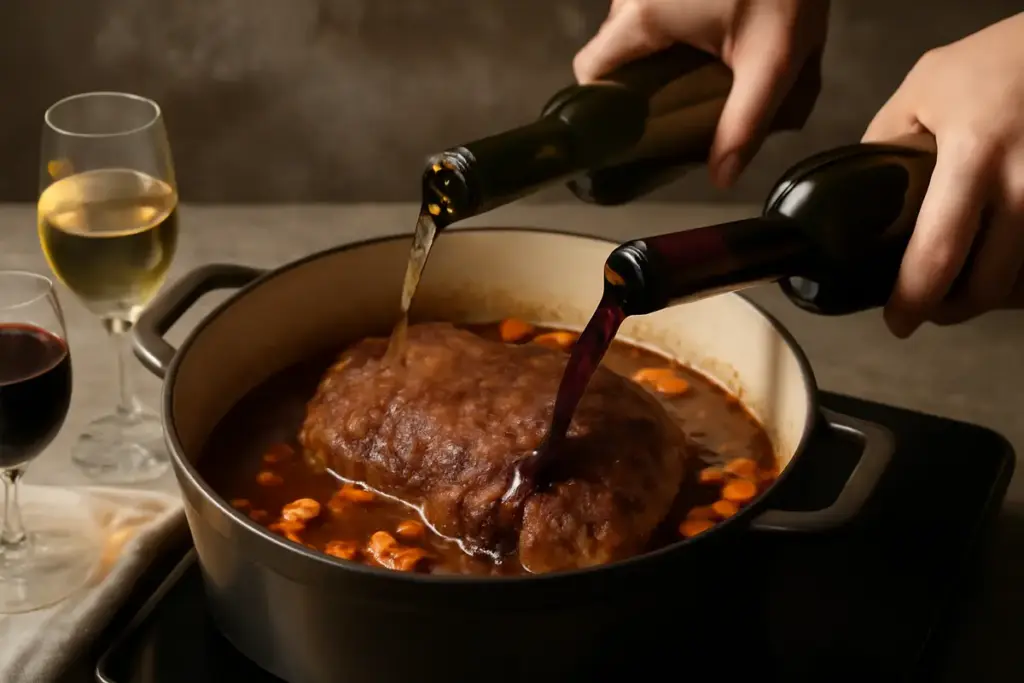 Aggiungere vino bianco o rosso al brasato: come la scelta influisce su aroma e consistenza finale